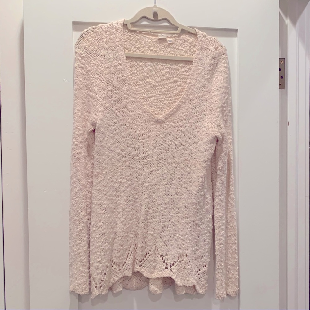 Anthropolgie “Yellow Bird” Cream Crocheted Sweater
